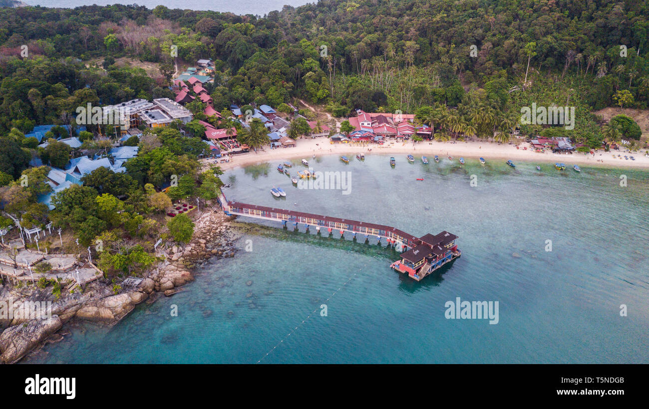 Vista aerea di Coral Bay Beach in Perhentian Kecil Island Foto Stock