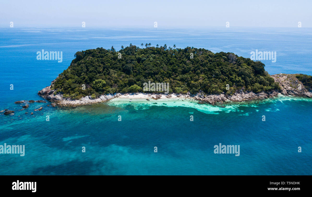 Vista aerea del Rawa Island, malese idilliaca isola tropicale Foto Stock