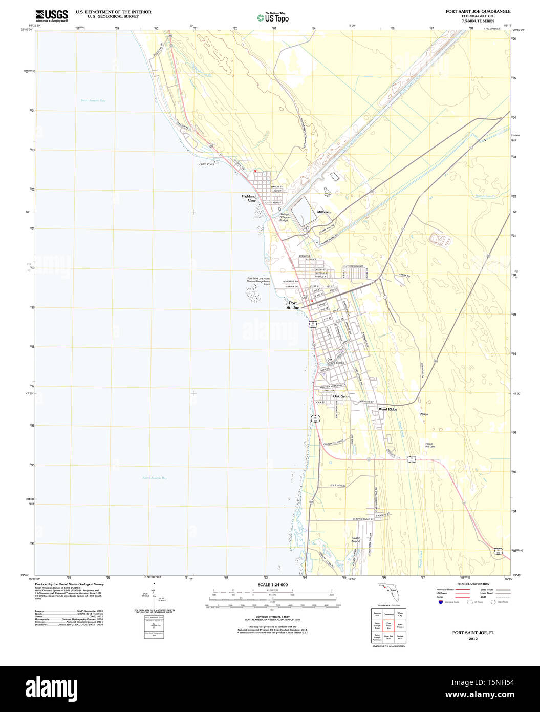 USGS TOPO Map Florida FL Port Saint Joe 20120718 TM il restauro Foto Stock