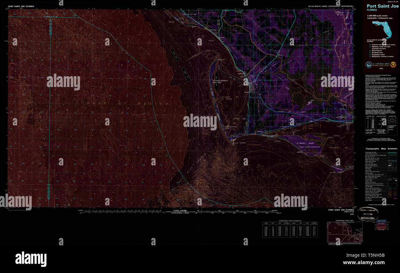 USGS TOPO Map Florida FL Port Saint Joe 348202 1978 100000 Restauro invertito Foto Stock