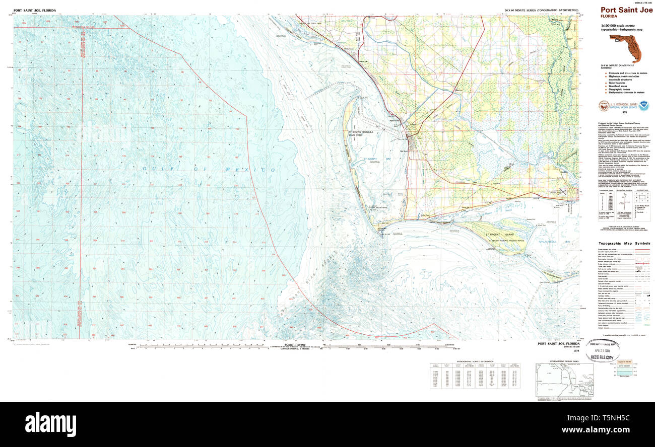 USGS TOPO Map Florida FL Port Saint Joe 348202 1978 100000 Il restauro Foto Stock