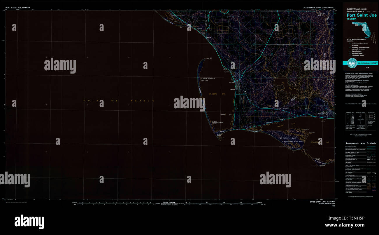 USGS TOPO Map Florida FL Port Saint Joe 348203 1978 100000 Restauro invertito Foto Stock
