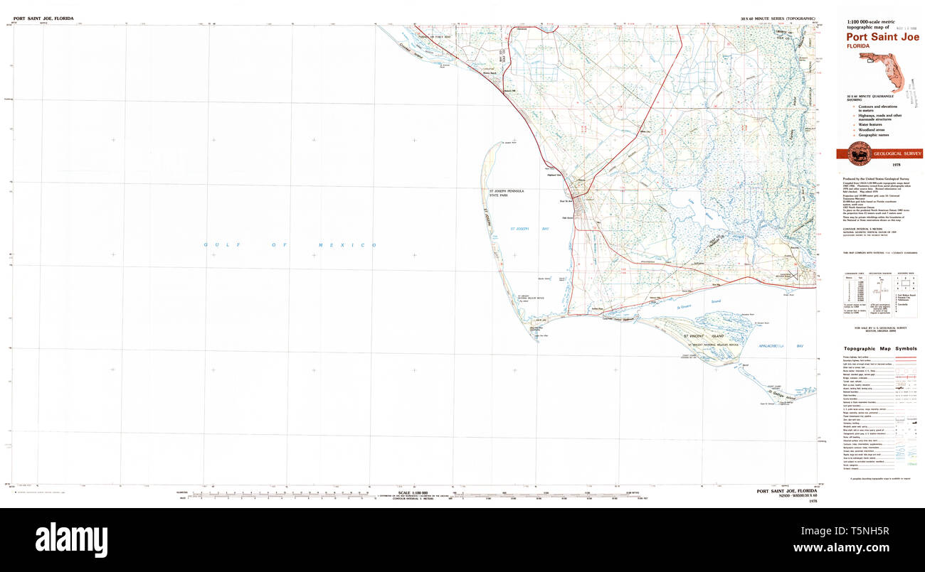 USGS TOPO Map Florida FL Port Saint Joe 348203 1978 100000 Il restauro Foto Stock