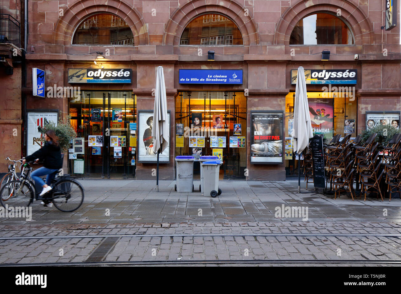 Cinéma Odyssée, 3 Rue des Francs-Bourgeois, Grande-Île de Strasbourg, Francia. esterno di un cinema. Foto Stock