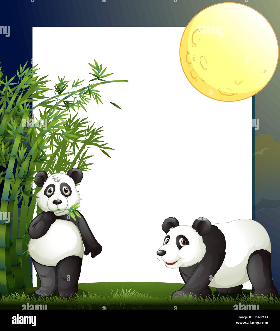 Panda e bambù modello di confine illustrazione Illustrazione Vettoriale