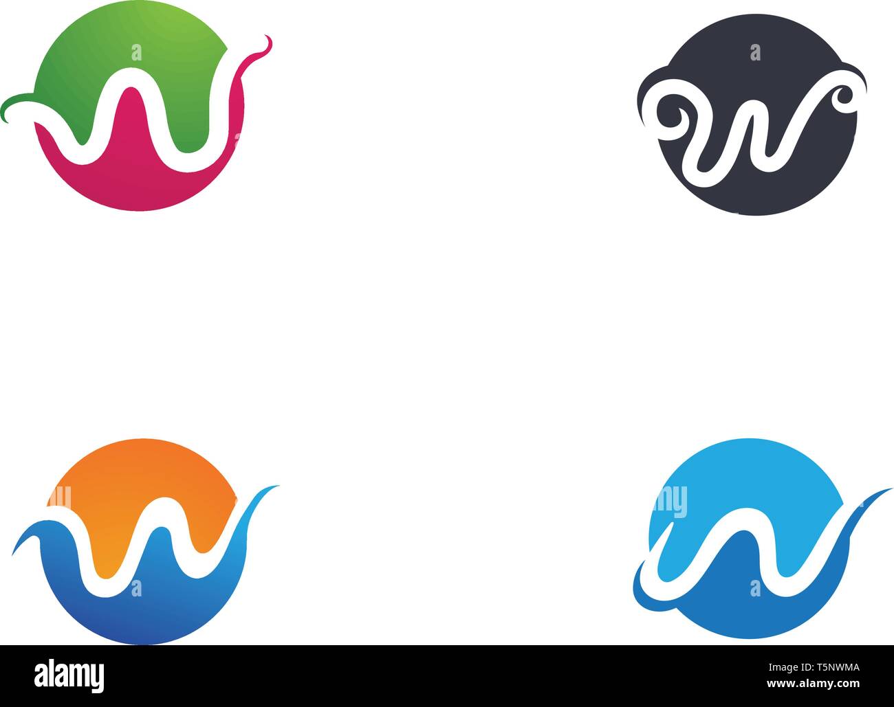 W lettere logo aziendali e modello di simboli Illustrazione Vettoriale