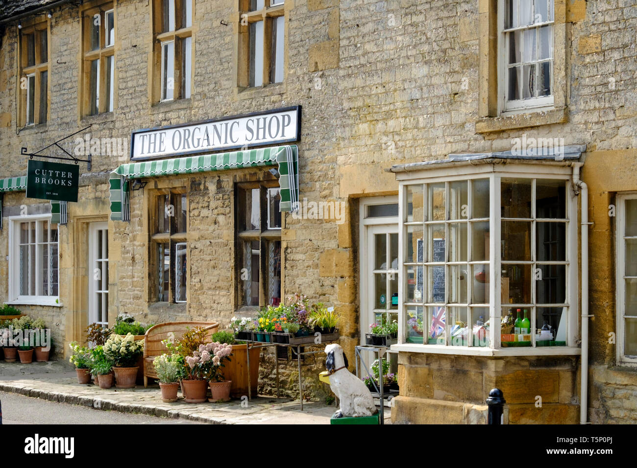 Intorno alla città di Cotswold di sedili Stow-su-il-wold GLOUCESTERSHIRE REGNO UNITO L'Organico negozio Foto Stock