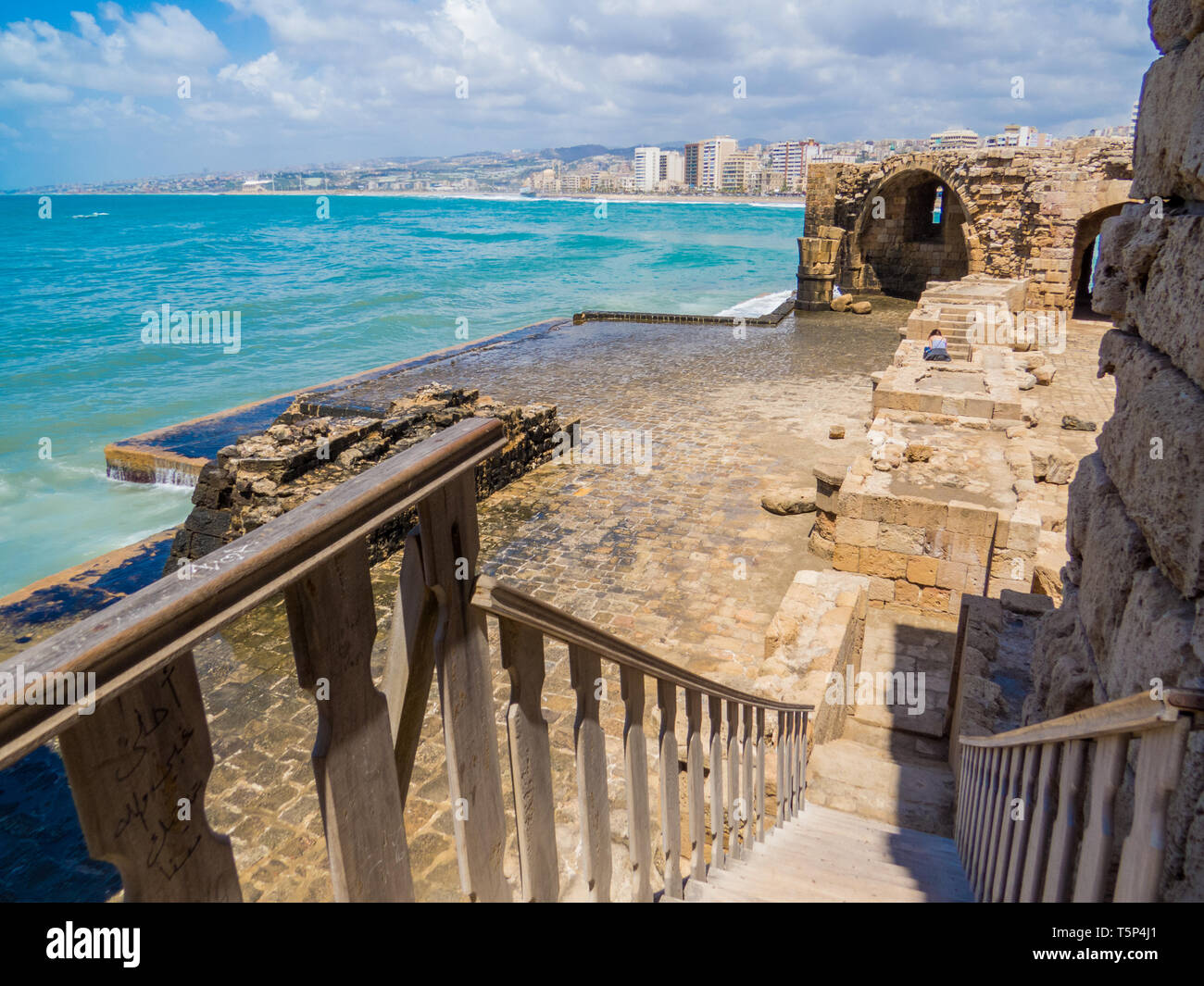 Sidone Castello del mare. A Sidone, Libano Foto Stock