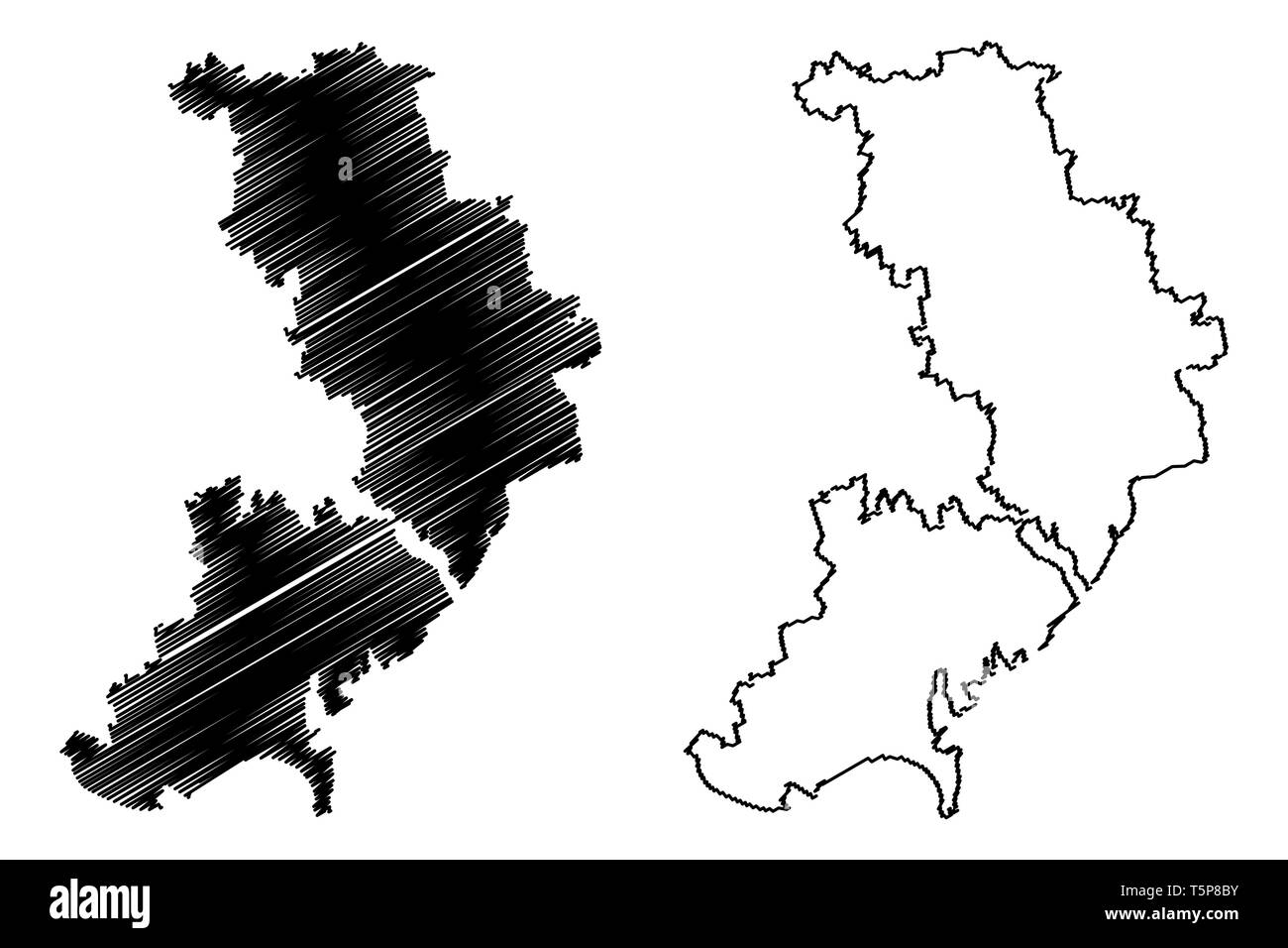 Oblast di Odessa (divisioni amministrative di Ucraina, Oblasts dell'Ucraina) mappa illustrazione vettoriale, scribble schizzo Odesa Oblast mappa Illustrazione Vettoriale