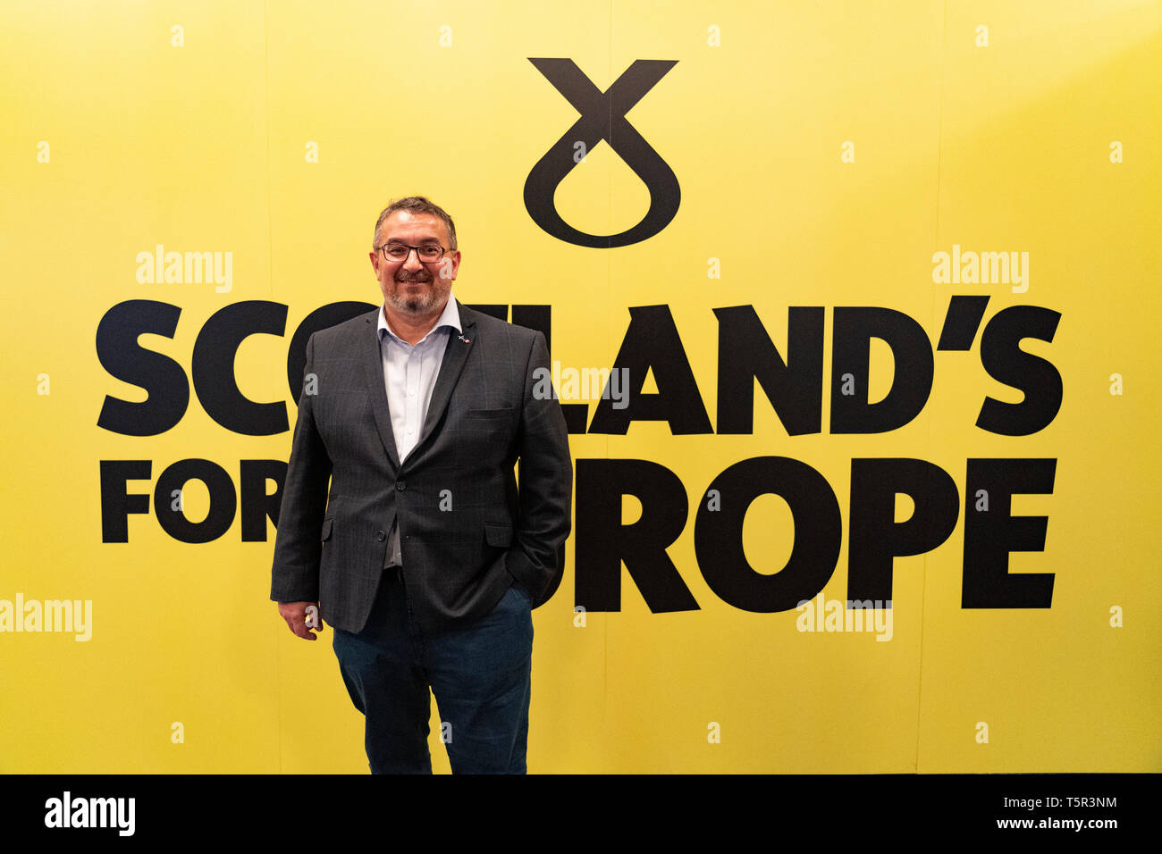 Edimburgo, Scozia, Regno Unito. 27 apr, 2019. SNP ( Partito nazionale scozzese) Conferenza di Primavera avviene all'EICC ( Edinburgh International Conference Centre) di Edimburgo. Nella foto; SNP candidato nelle prossime elezioni europee ex MSP Allard cristiana alla conferenza Credito: Iain Masterton/Alamy Live News Credito: Iain Masterton/Alamy Live News Foto Stock