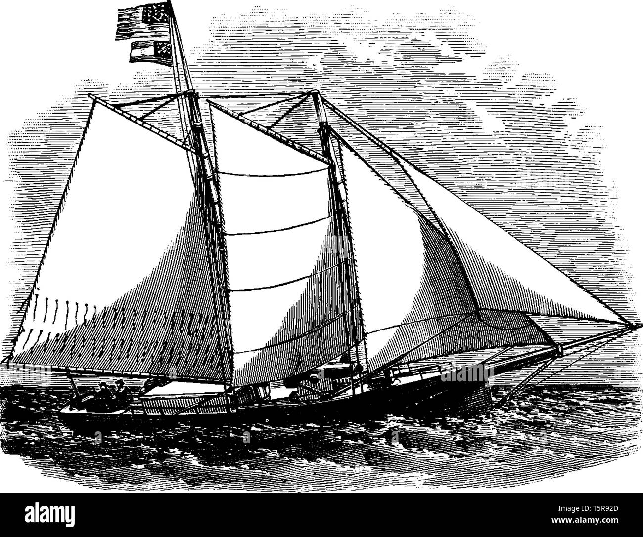 Il Savannah Privateer confederato era di proprietà privata delle navi che sono state autorizzate dal governo degli Stati Confederati d'America, linea vintage Illustrazione Vettoriale