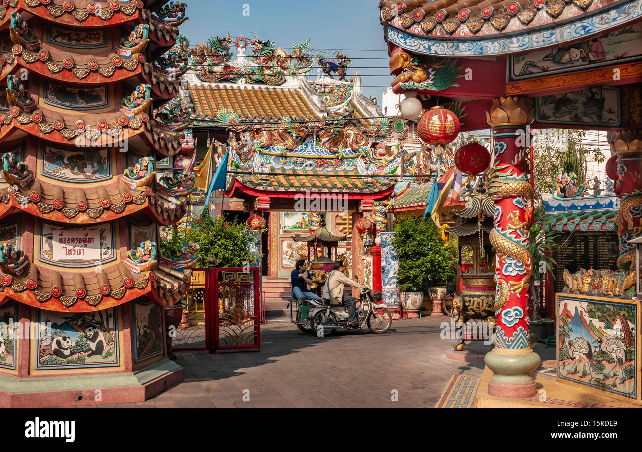 Pung Tao Gong Tempio Ancestrale in Chinatown, Chiang Mai, Thailandia. Foto Stock
