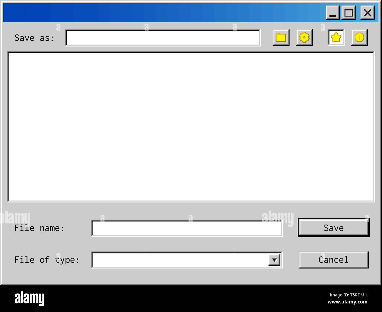 Vecchia finestra Esplora file mockup per applicazioni mobili, siti e la progettazione delle interfacce utente Illustrazione Vettoriale