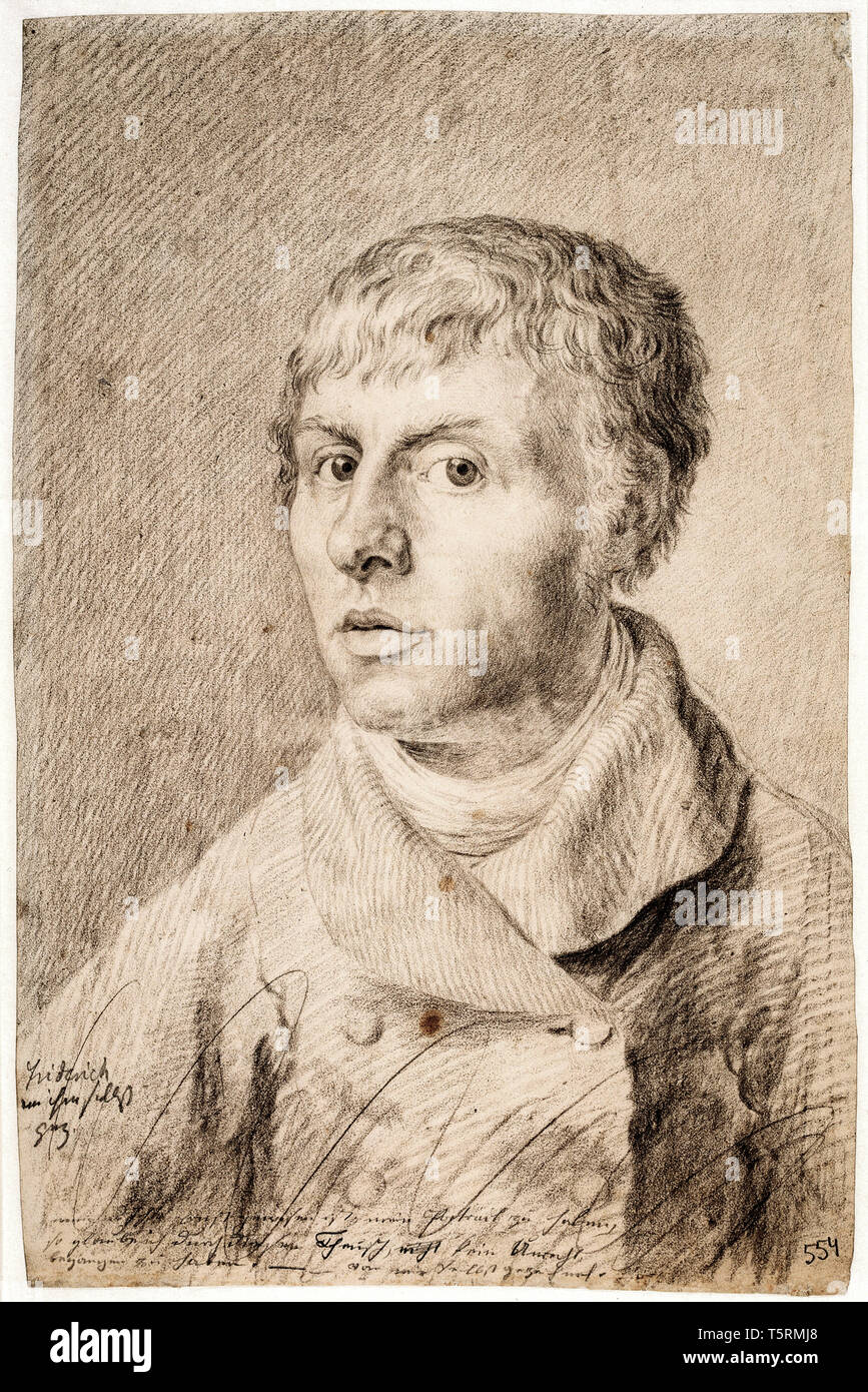 Caspar David Friedrich (1774-1840), autoritratto, disegno 1800 Foto Stock