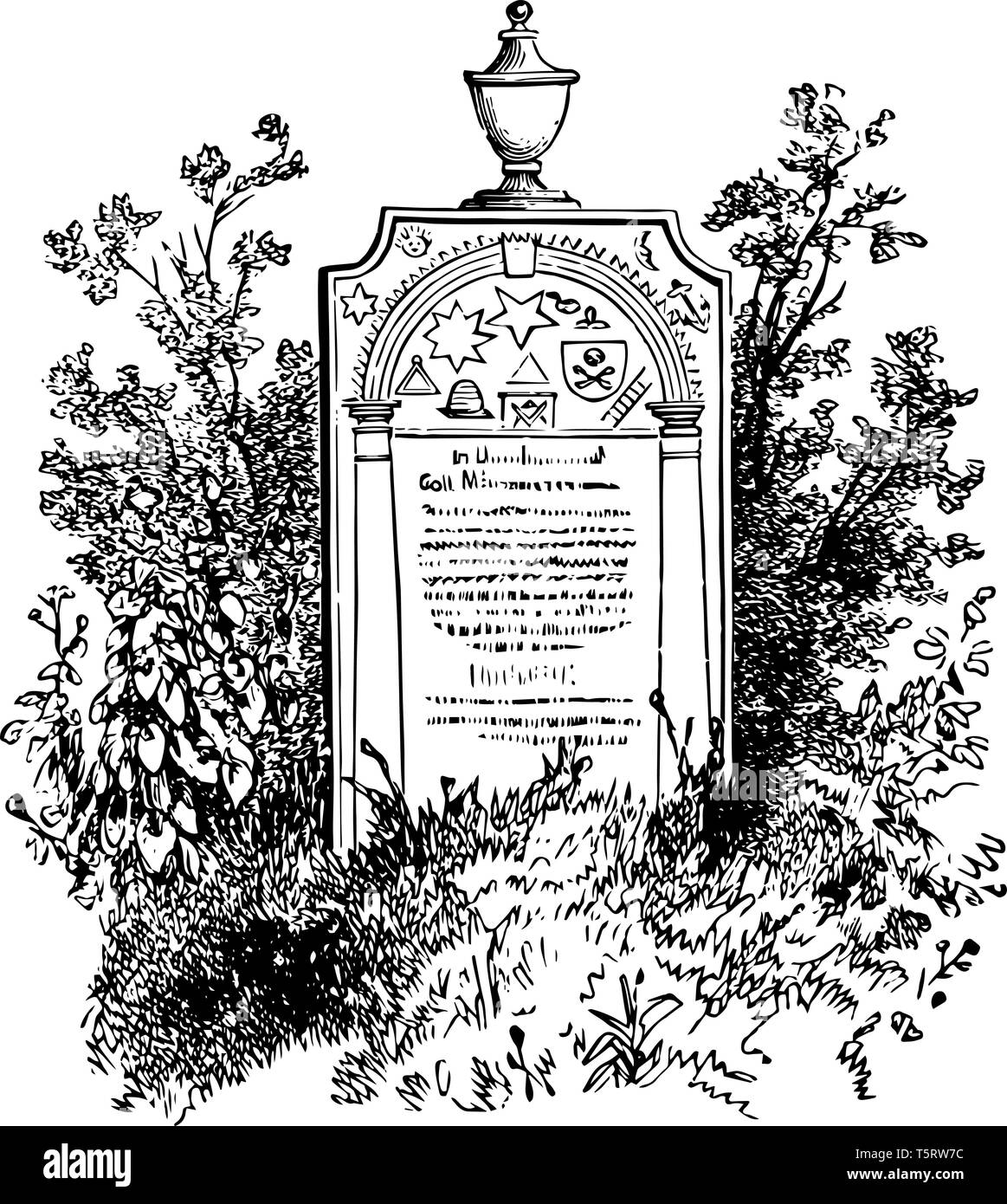 Melanchton Smith un monumento che è stato a New York delegato, morì nel 1798 New York City linea vintage disegno. Illustrazione Vettoriale