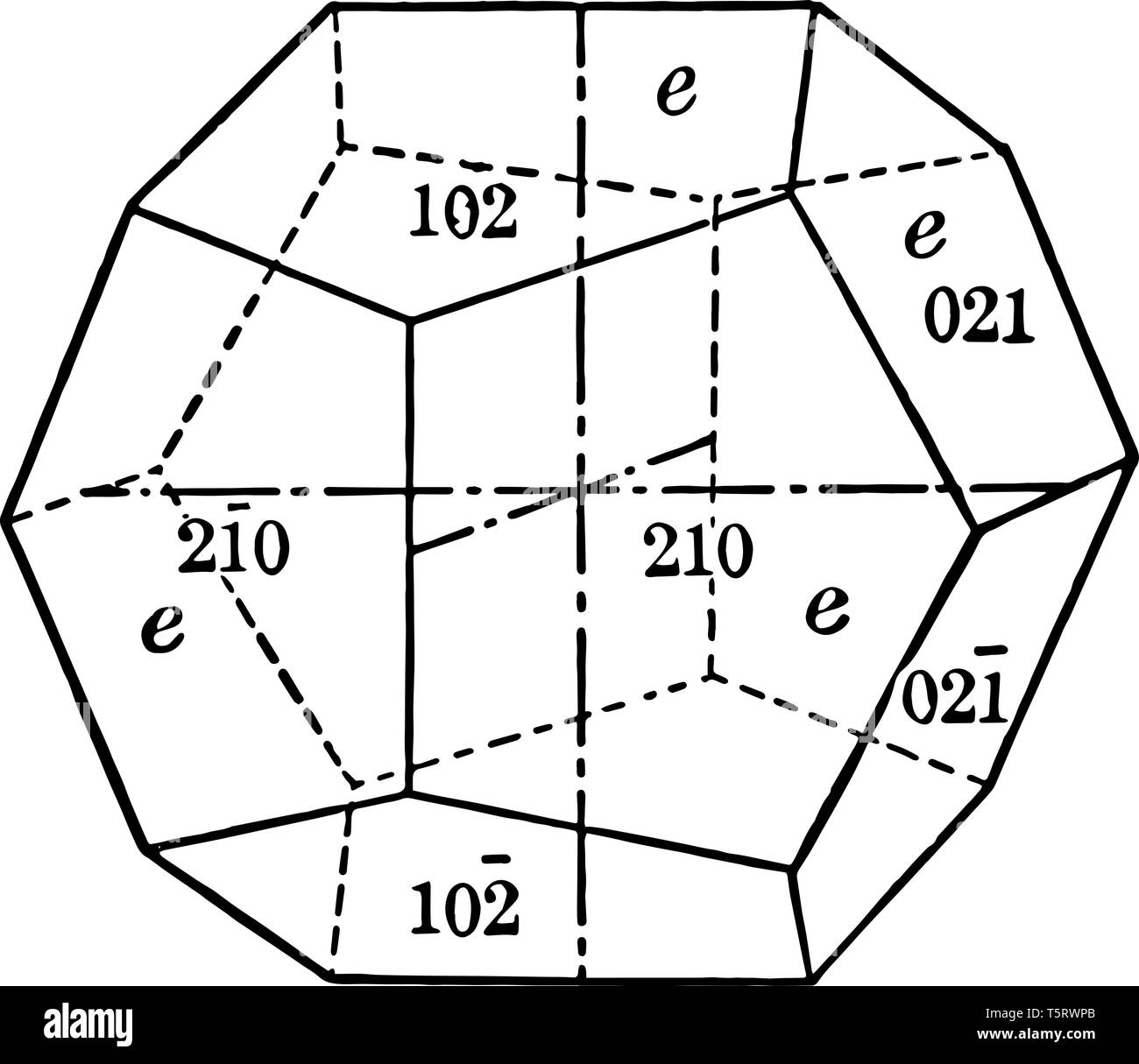 Questa forma è costituito da dodici facce di forma pentagonale, ciascuno di questi assi si intersecano, vintage disegno della linea di incisione o illustrazione. Illustrazione Vettoriale