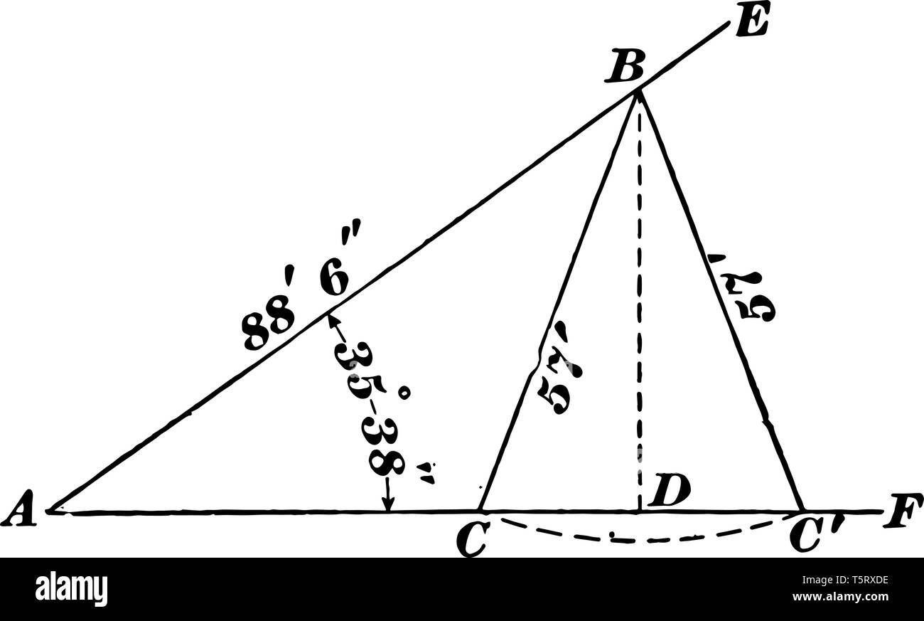 L'immagine mostra il triangolo obliquo utilizzato per il caso ambiguo. È il metodo di trovare l'angolo esterno del triangolo con l aiuto di geom Illustrazione Vettoriale