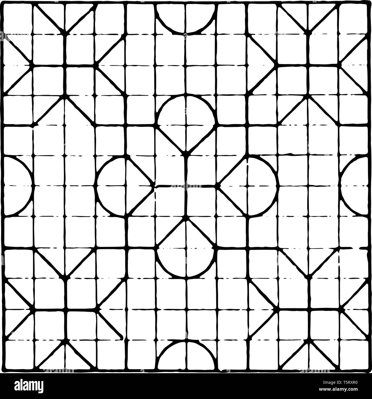 L'immagine mostra un bellissimo design piastrelle lungo con una ripetitiva design pattern. Piazza in cui ci sono dodici righe e 12 colonne e ciascuna fila ha un Illustrazione Vettoriale