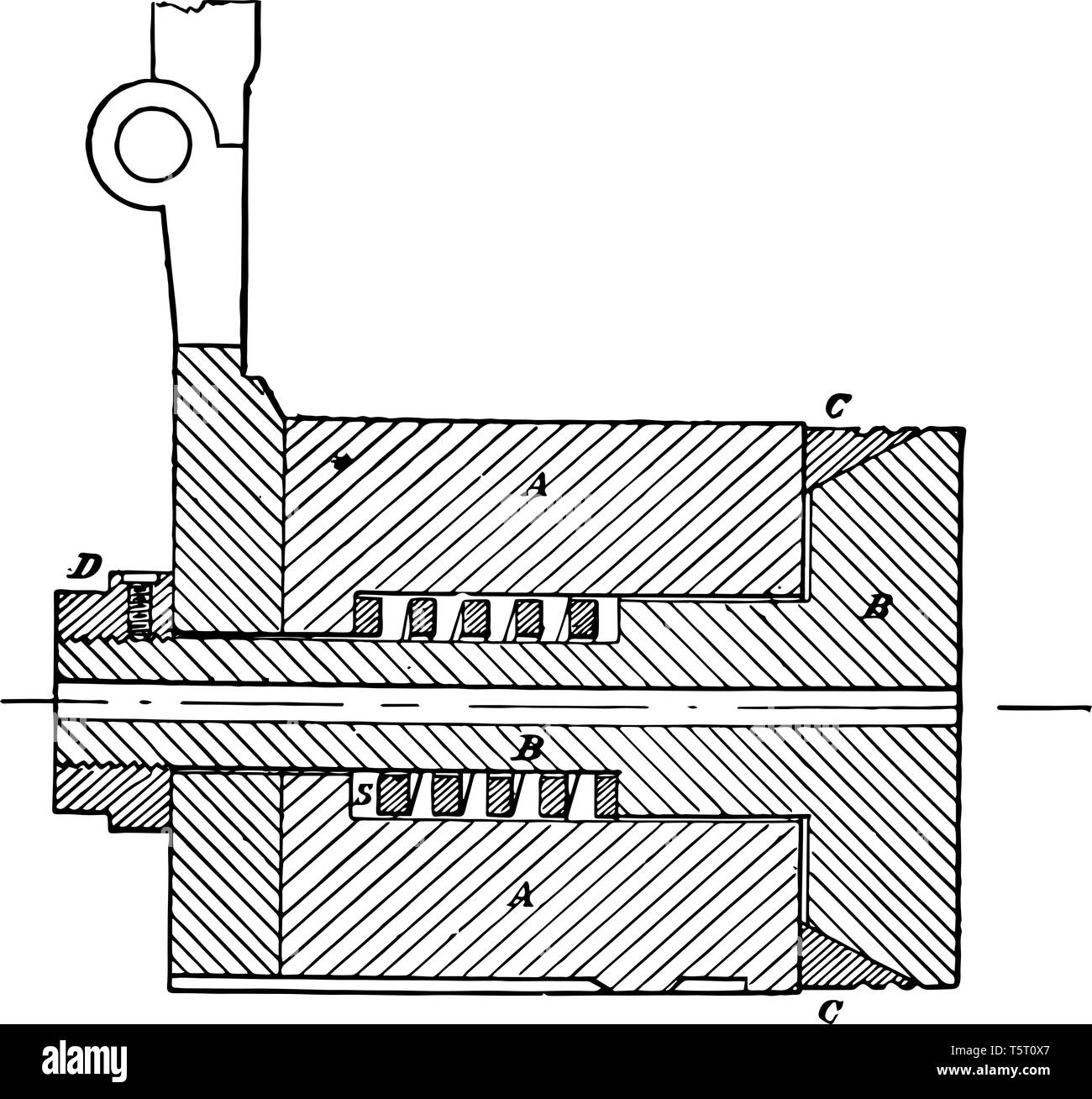 Freire controllo di gas è un dispositivo per impedire la fuoriuscita di gas attraverso la valvola di sfiato o intorno al meccanismo otturatore che chiude l'estremità posteriore del foro, v Illustrazione Vettoriale
