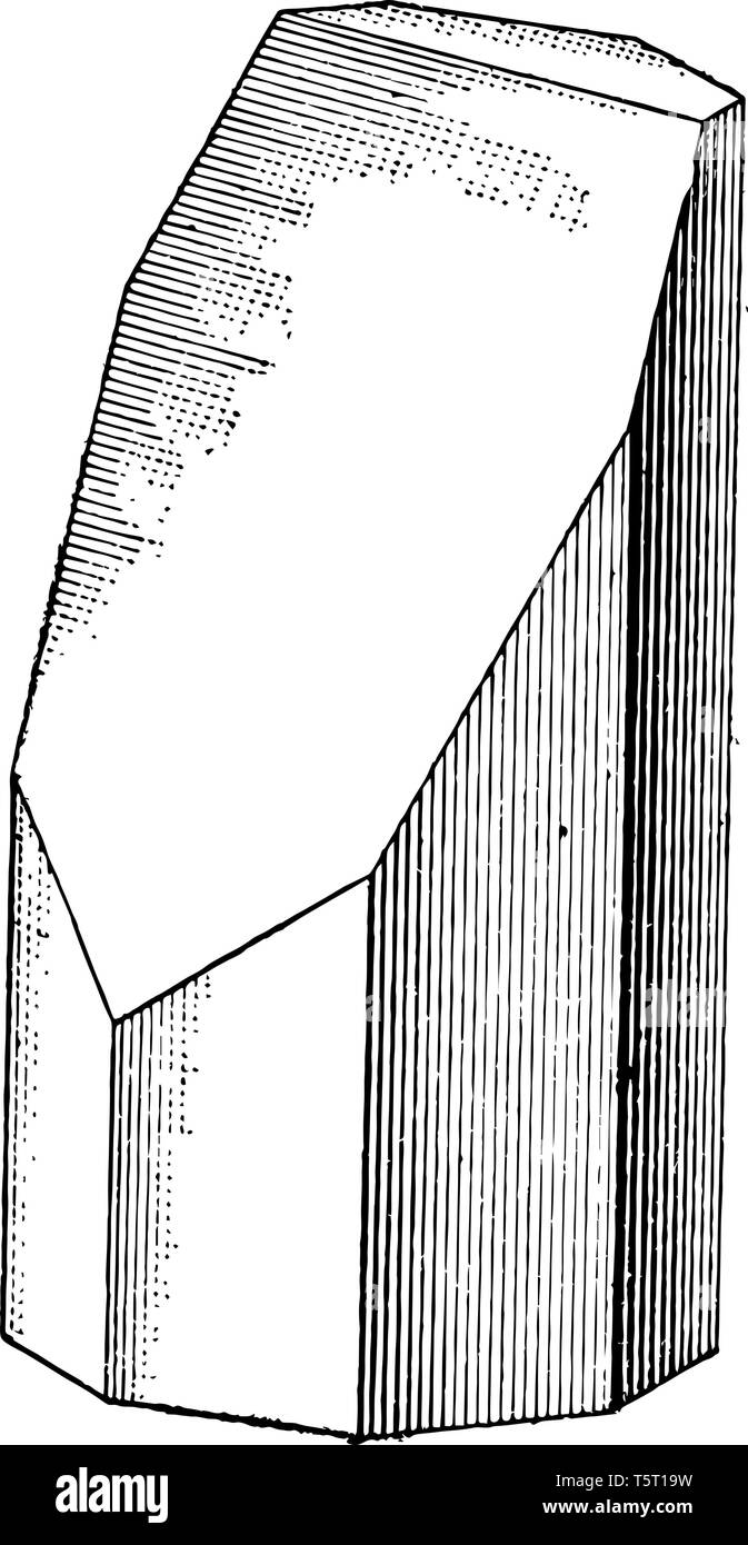 L'immagine mostra l'intersezione di un aereo con un prisma ottagonale, vintage disegno della linea di incisione o illustrazione. Illustrazione Vettoriale