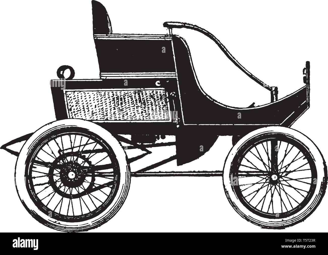 Utilitaria è una luce American Automobile, vintage disegno della linea di incisione o illustrazione. Illustrazione Vettoriale