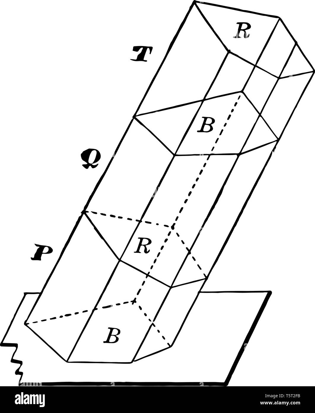 L'immagine mostra un prisma obliquo realizzato dalla combinazione di tre  tronchi di prismi. Si tratta di un prisma con basi che non sono allineati  uno direttamente Immagine e Vettoriale - Alamy