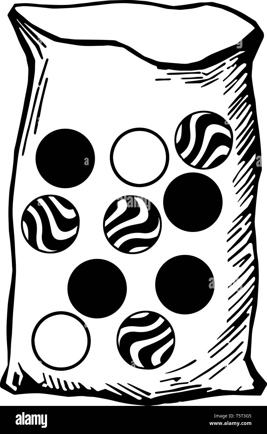 Un sacchetto contiene dieci marmi della stessa dimensione: due sono  identici marmi bianchi; quattro sono identici striped marmi e quattro marmi  nero, linea vintage Immagine e Vettoriale - Alamy