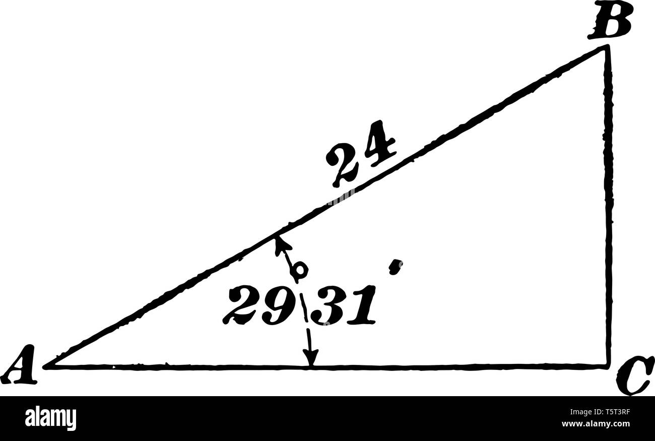 L'immagine mostra il triangolo rettangolo ACB insieme con i suoi lati e triangolo. Utilizzando uno qualsiasi dei due lati possiamo calcolare la terza lunghezza laterale secondo t Illustrazione Vettoriale