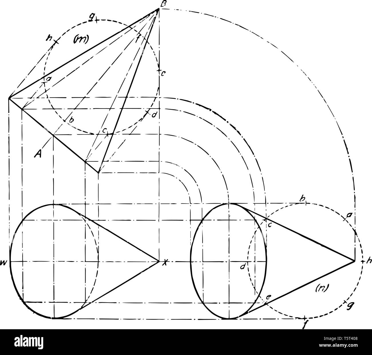 L'immagine mostra la proiezione del cono. Mostra la schermata di un cono. Si tratta di una stima di una situazione futura sulla base di uno studio della corrente di immagini a cono, v Illustrazione Vettoriale