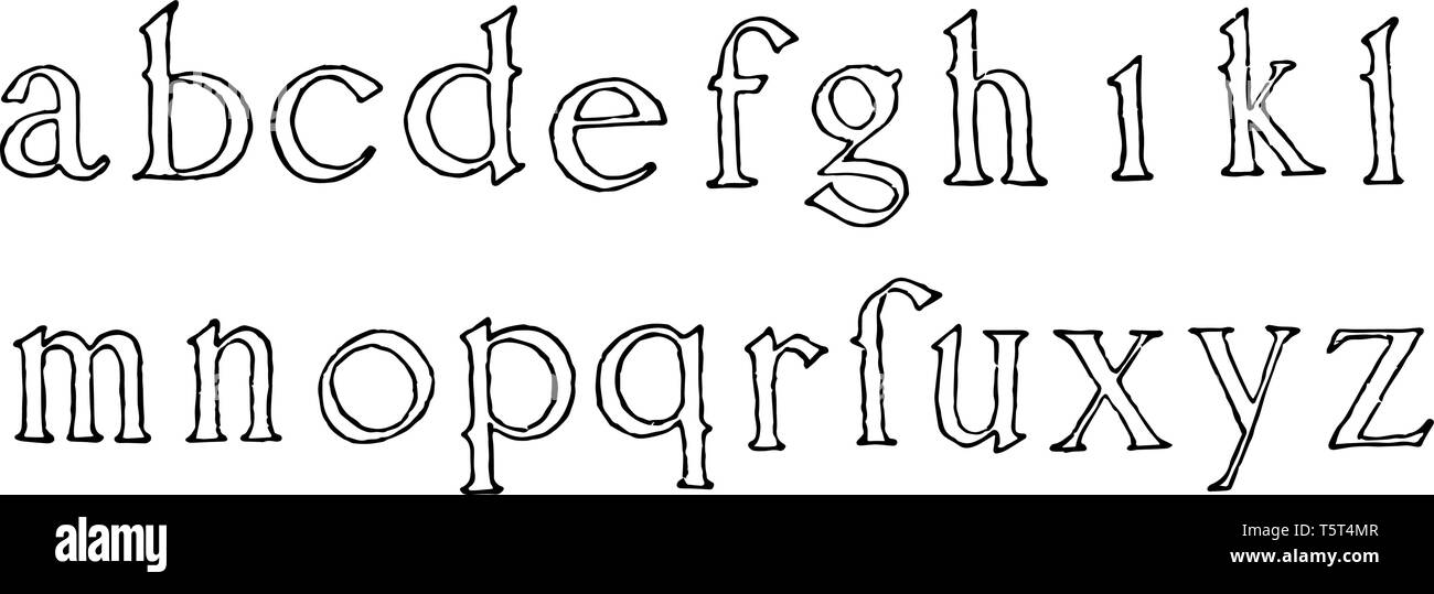 Una foto che mostra minuscole del Rinascimento romano, vintage disegno della linea di incisione o illustrazione. Illustrazione Vettoriale