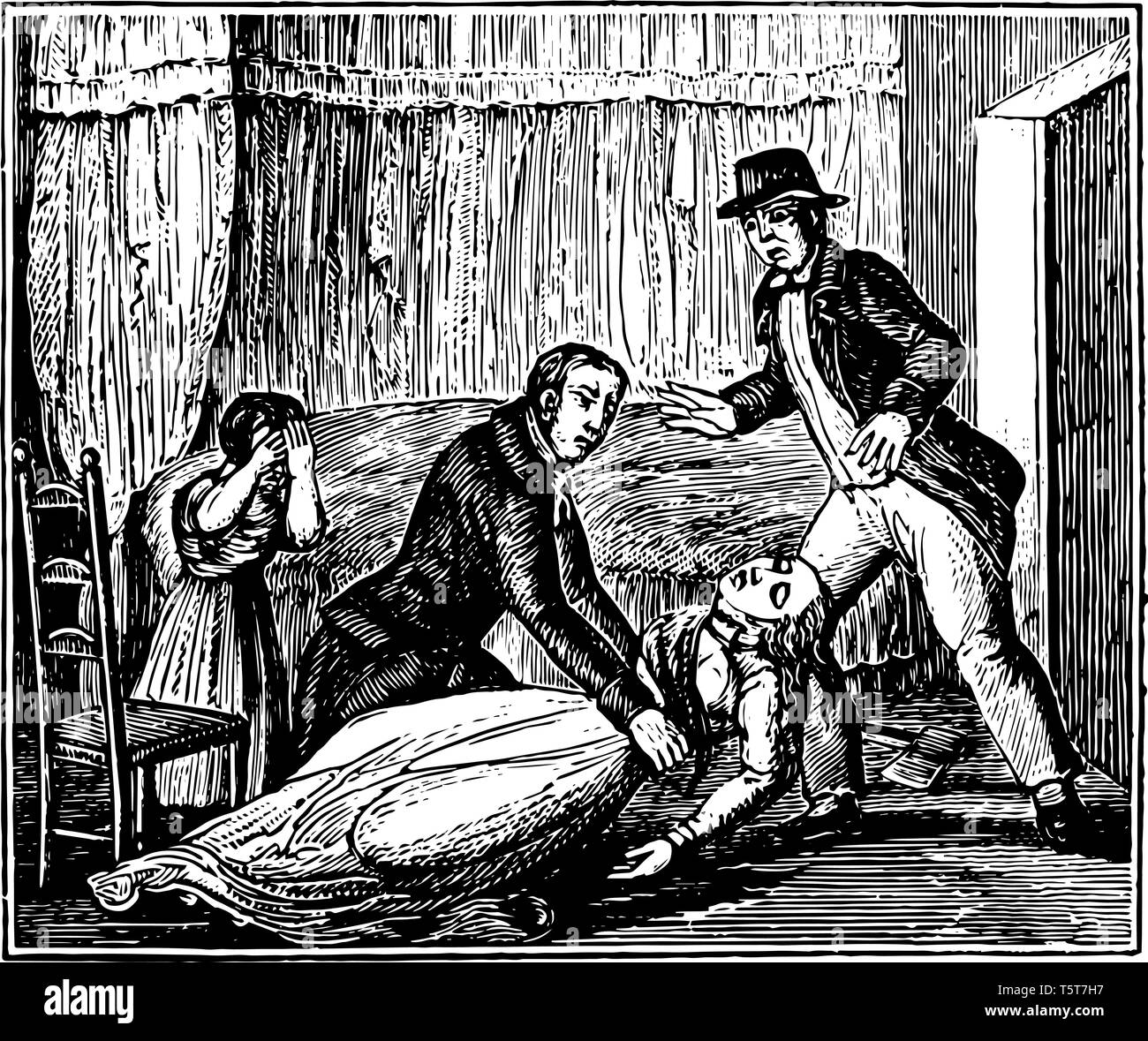 Reparto dello sceriffo della contea di Hancock vintage disegno della linea. Illustrazione Vettoriale