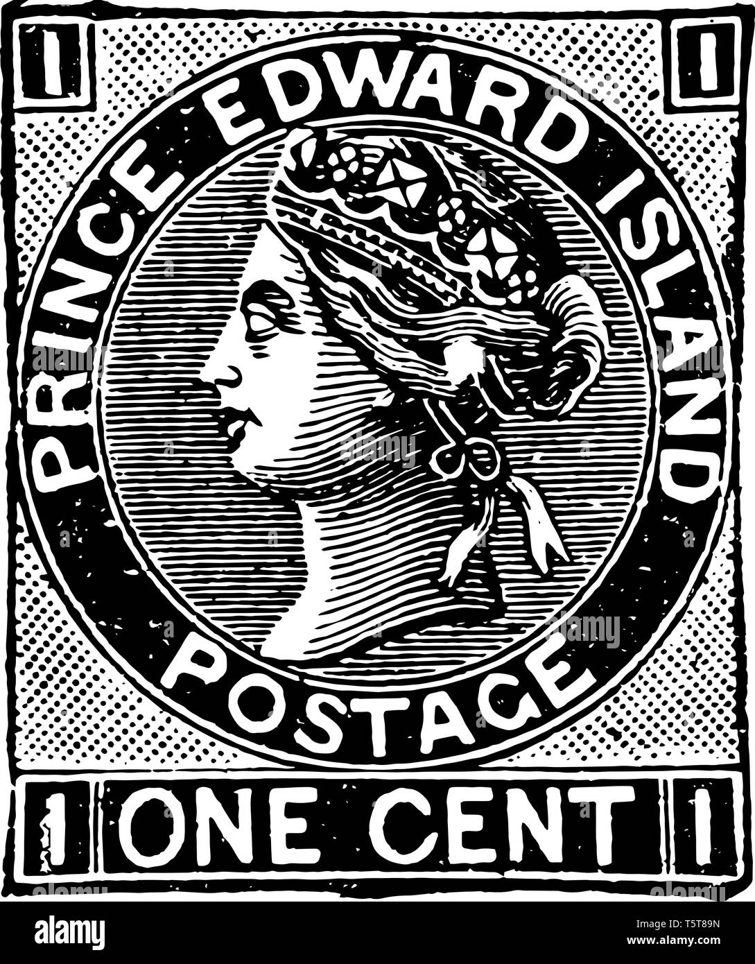 Prince Edward immagine nel centro del cerchio vintage disegno della linea. Illustrazione Vettoriale