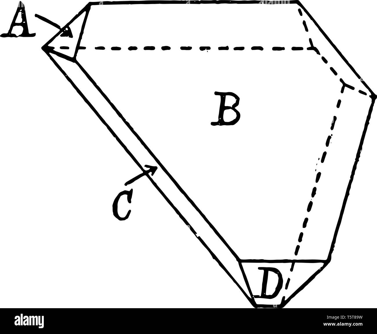 Un piatto schema ottaedro o doppia quattro facciate piramide. Si tratta di un poliedro con otto facce. È il modulo principale del sistema isometrica, linea vintage Illustrazione Vettoriale