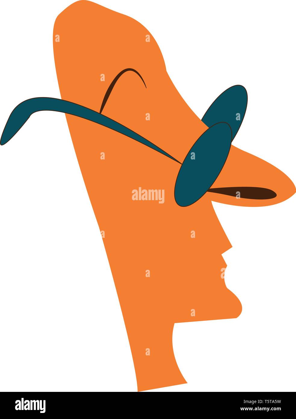 Un'immagine del profilo della superficie laterale di un uomo che indossa gli occhiali da sole di vettore di disegno a colori o illustrazione Illustrazione Vettoriale