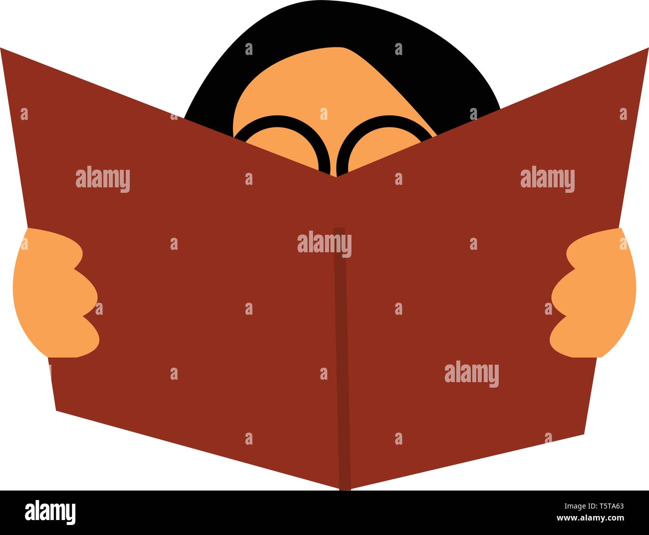 Un cartoon di una persona indossa occhiali lettura di un vettore di opuscoli a colori o disegno illustrativo Illustrazione Vettoriale