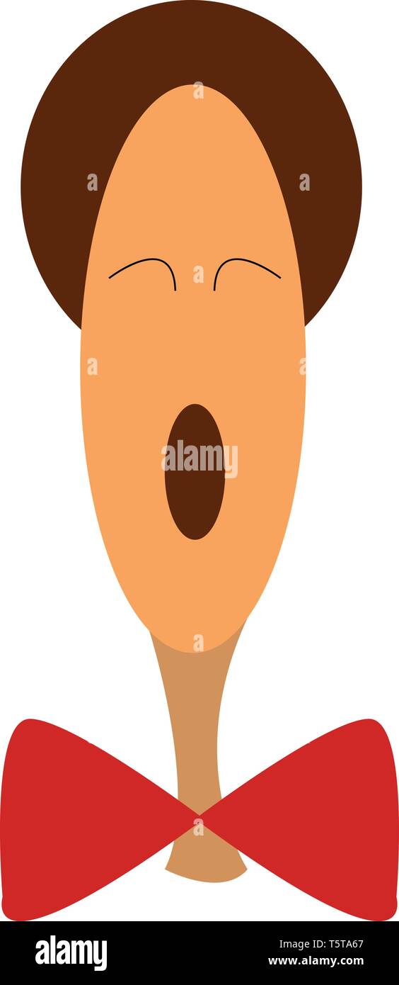 Un cartone animato di un uomo che indossa un rosso bow tie e sbadigliamento vettore di disegno a colori o illustrazione Illustrazione Vettoriale