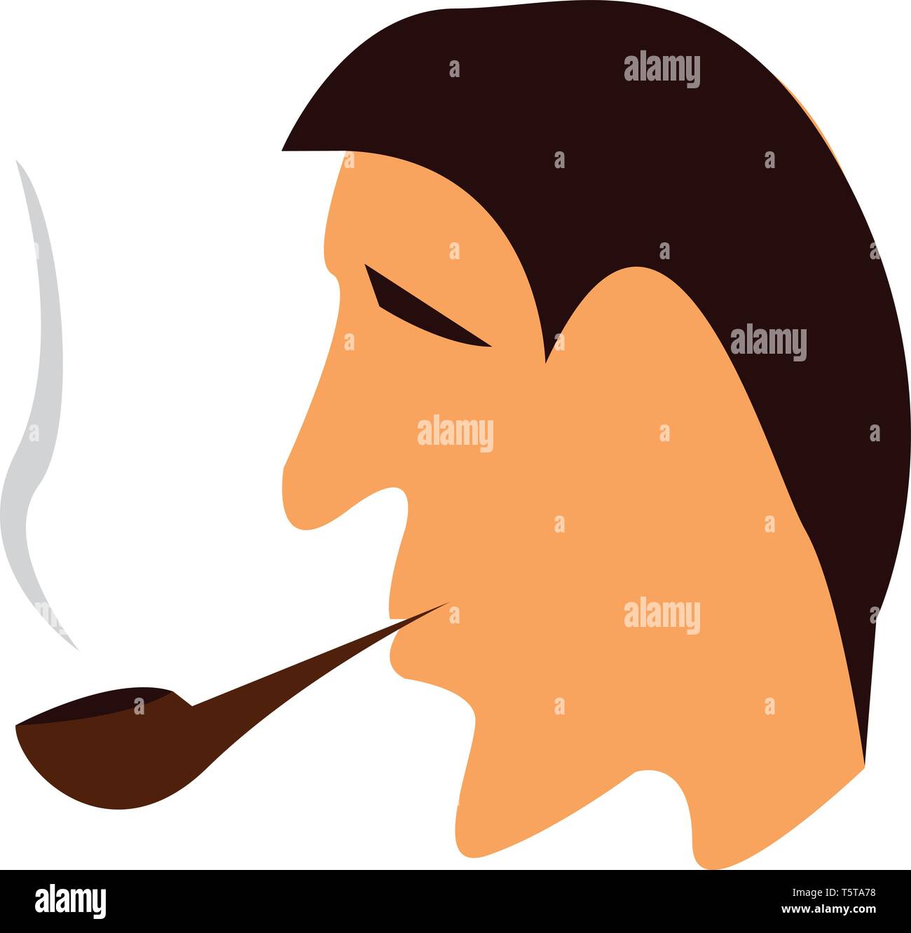 Un uomo che sta fumando vettore della tubazione il colore di disegno o illustrazione Illustrazione Vettoriale