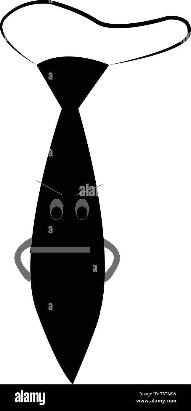 Un cartone animato di un black tie cercando vettore scorbutico il colore di disegno o illustrazione Illustrazione Vettoriale