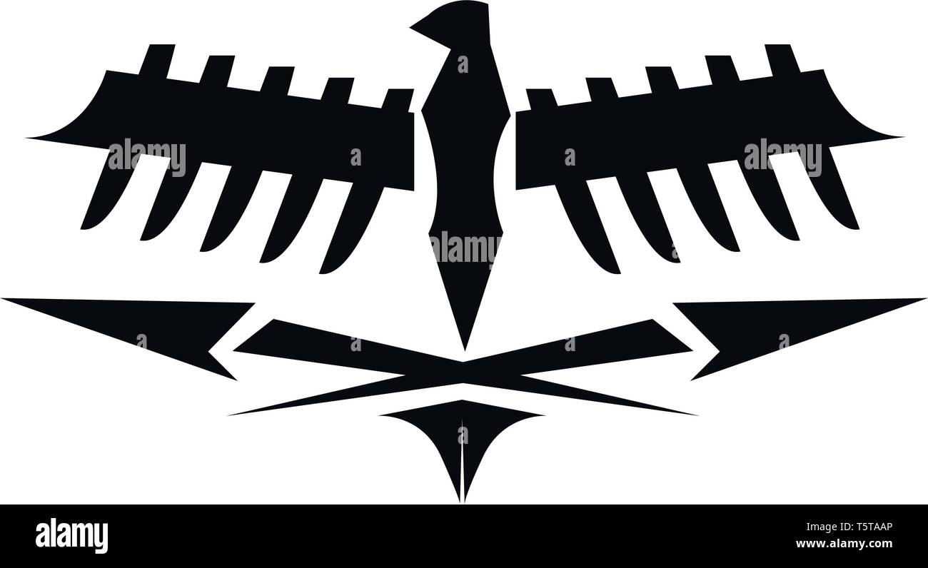 Un tatuaggio in forma di Flying Eagle o bat che simboleggia la potenza e la libertà del vettore di disegno a colori o illustrazione Illustrazione Vettoriale