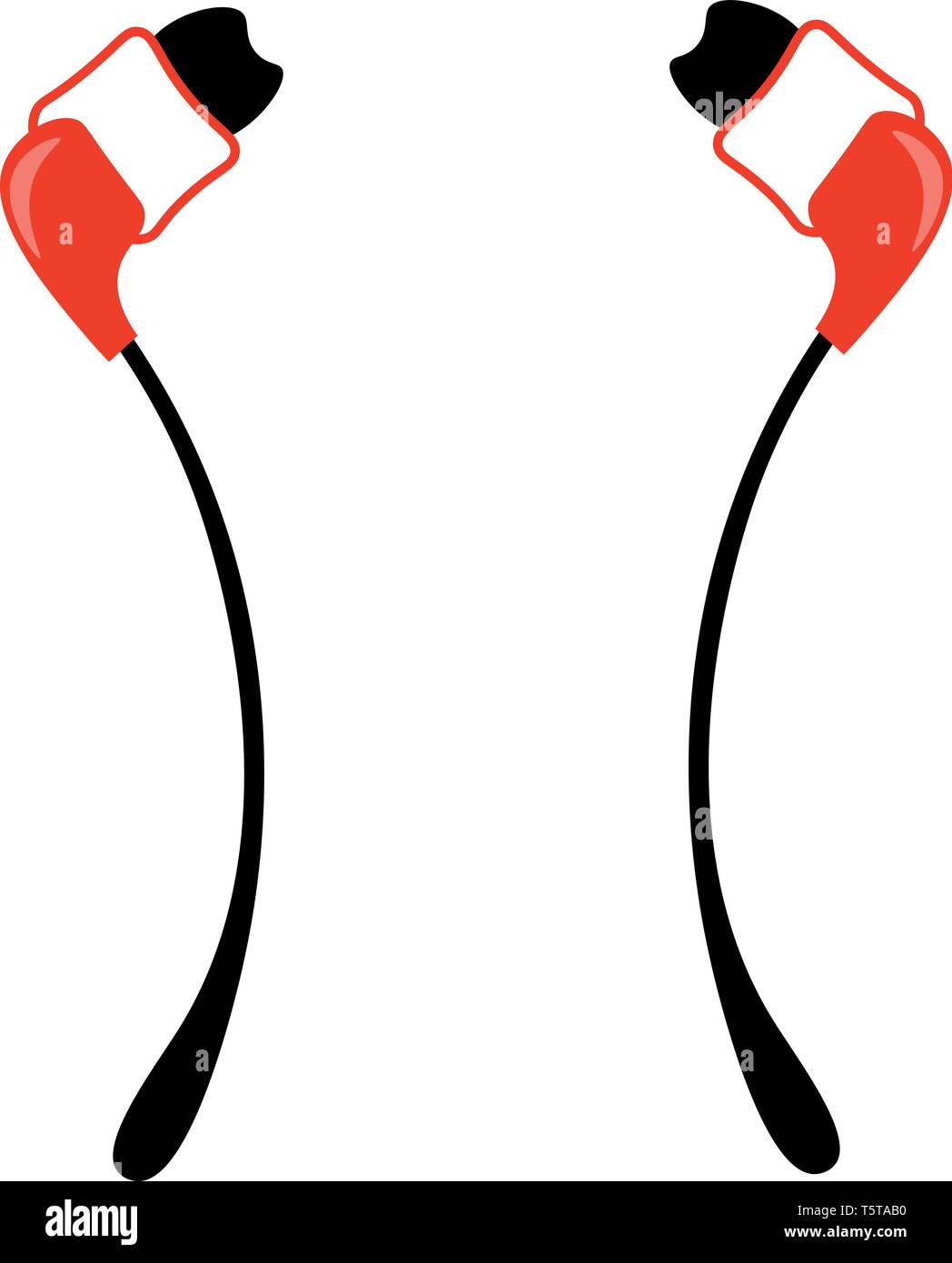 Elegante set di auricolari generalmente utilizzato con telefono cellulare vettore di impostare il colore di disegno o illustrazione Illustrazione Vettoriale