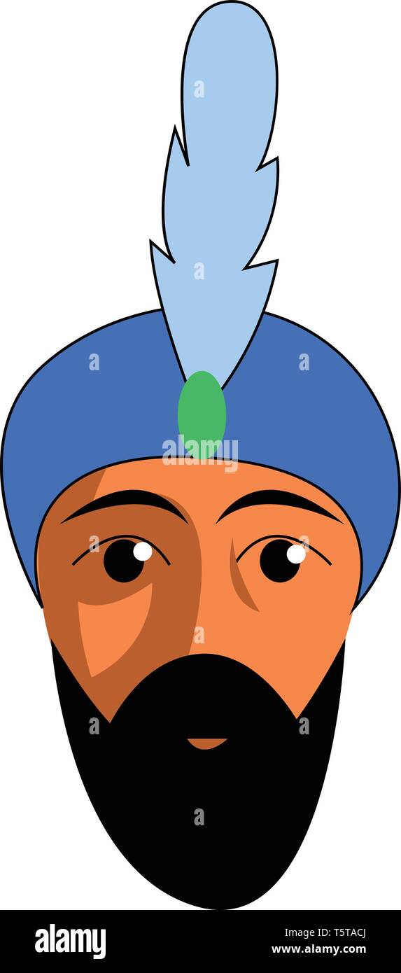 Uomo arabo con headcover blu o vettore di Illustrazione a colori Illustrazione Vettoriale