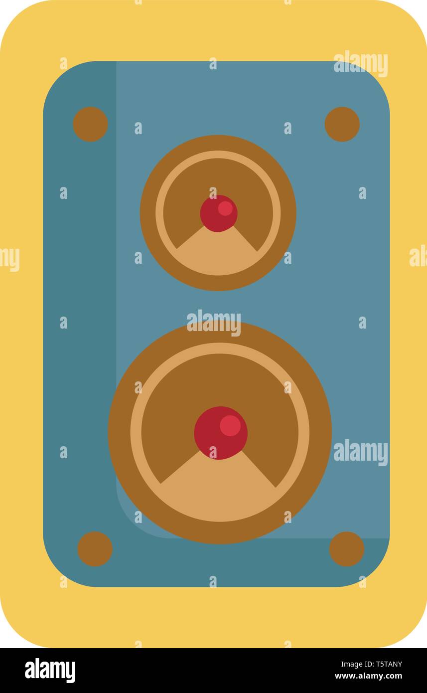 Un multi-colore altoparlante utilizzato in manifestazioni pubbliche ha due circolari i pulsanti a forma di dimensioni diverse racchiuse in un giallo rettangolare vettore telaio Illustrazione Vettoriale