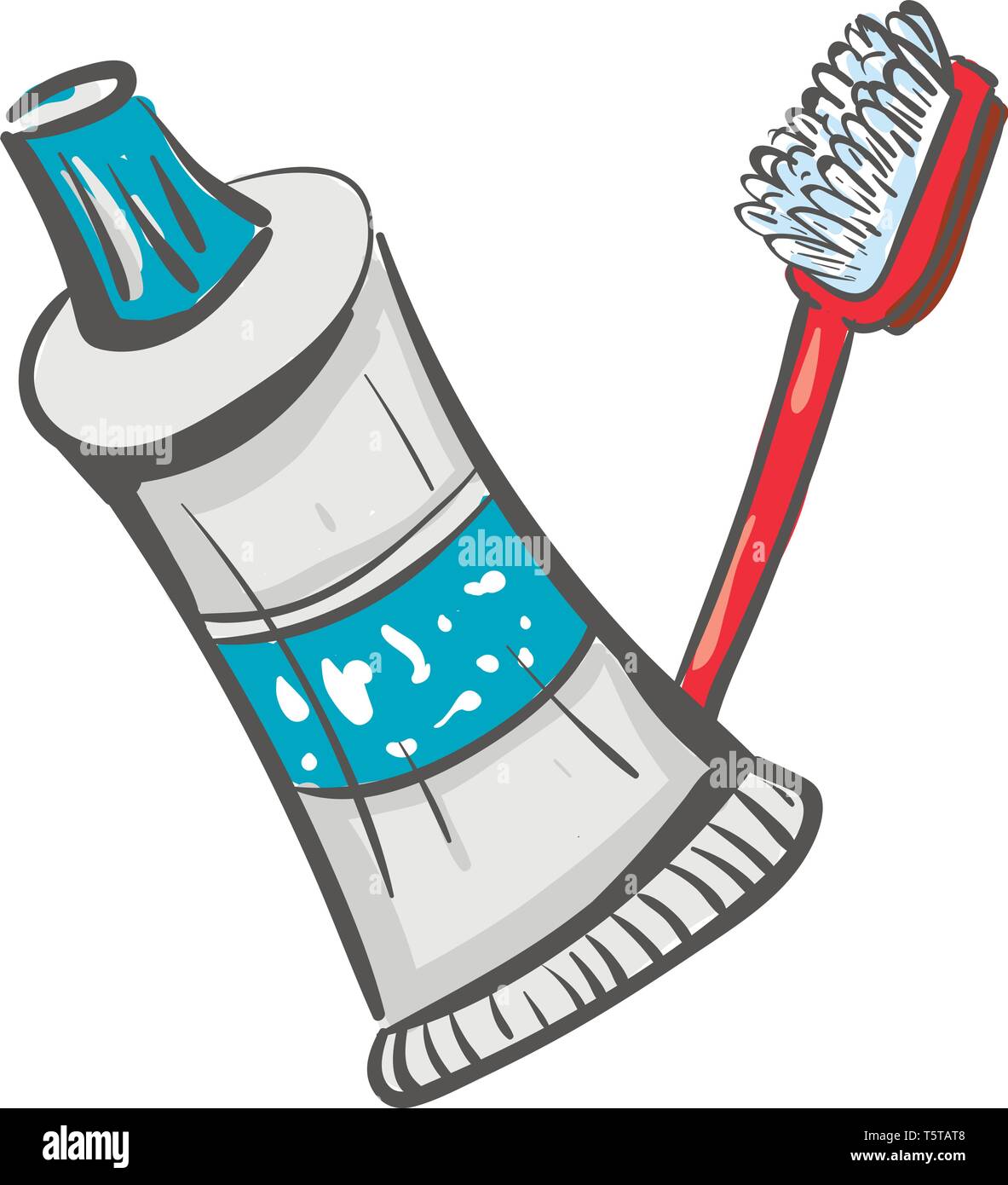 Un rosso di spazzolino e dentifricio con un colorato di blu con tappo a  vite e di un piatto orizzontale blu banda colorata al centro di colore  bianco del corpo C del