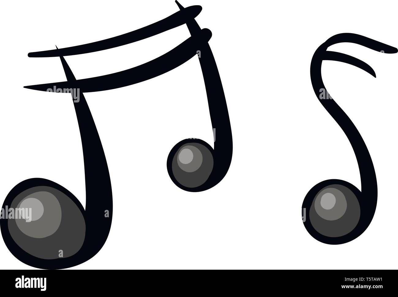 Due cartoon note musicali in colore nero che rappresentano di solito moderna notazione musicale del vettore di disegno a colori o illustrazione Illustrazione Vettoriale