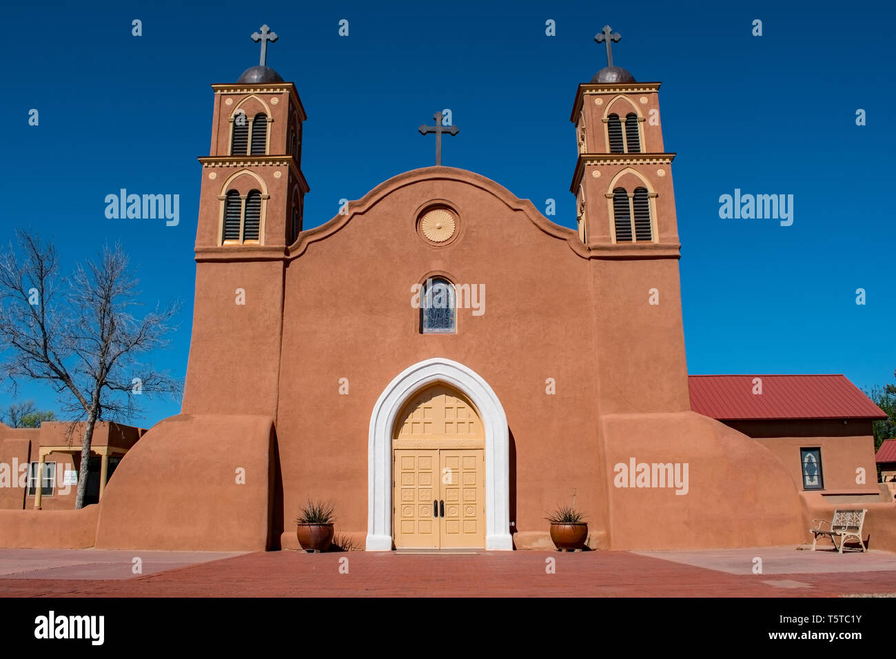 San Miguel de Socorro - La Chiesa cattolica in Socorro, Nuovo Messico, costruito sulle rovine del vecchio Nuestra Señora de Socorro missione. Foto Stock