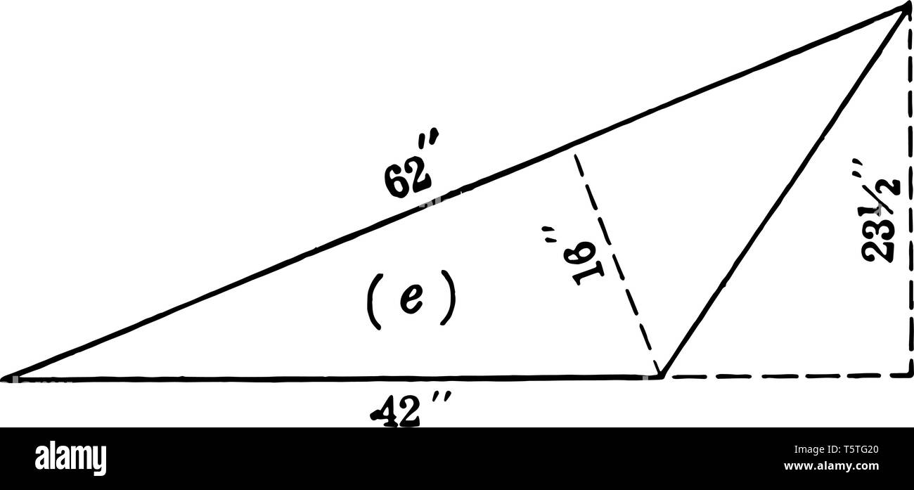 La lunghezza del lato superiore del triangolo è 62 e la lunghezza del lato minore del triangolo è 42. Il triangolo è la lunghezza del li punteggiata Illustrazione Vettoriale