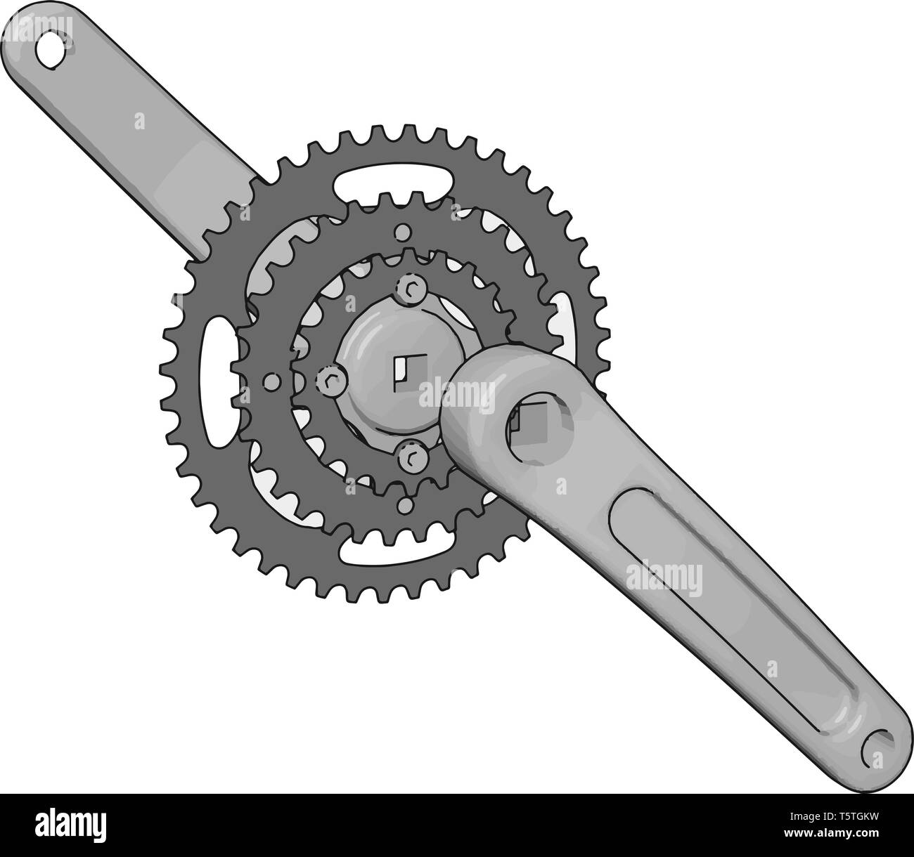 Grigio bike anelli di catena con pedale di bracci di manovella illustrazione vettoriale su sfondo bianco Illustrazione Vettoriale