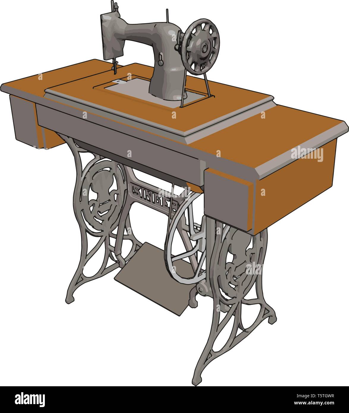 Vendemmia manuale macchina da cucire illustrazione vettoriale su sfondo bianco Illustrazione Vettoriale