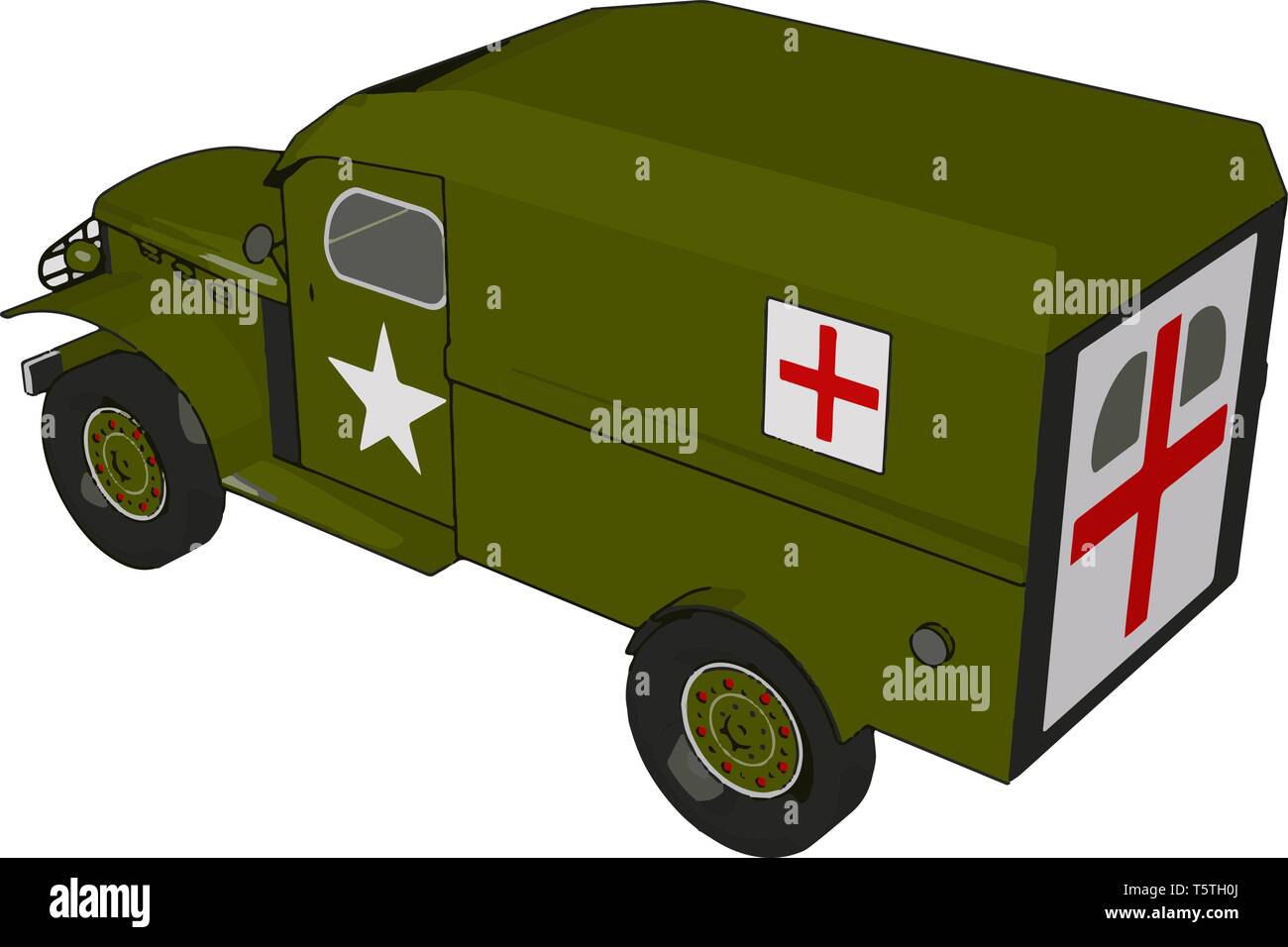 3D illustrazione vettoriale di una forza militare medicle veicolo su sfondo bianco Illustrazione Vettoriale
