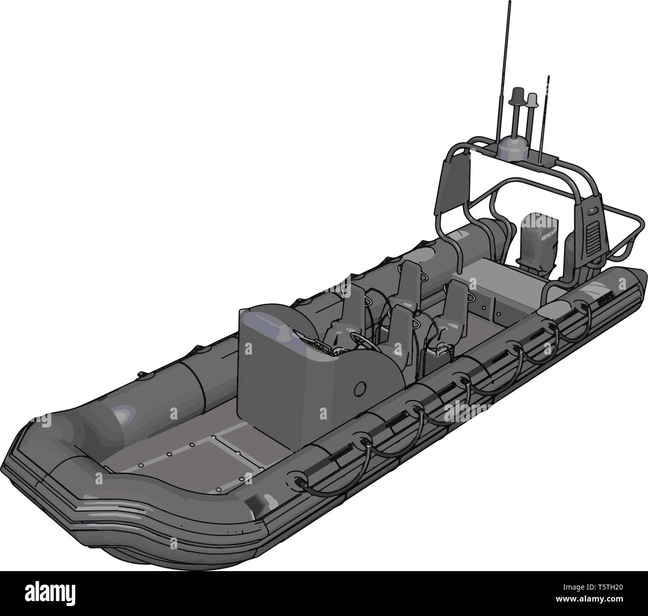 3D illustrazione vettoriale su sfondo bianco di una forza militare di barca gonfiabile Illustrazione Vettoriale